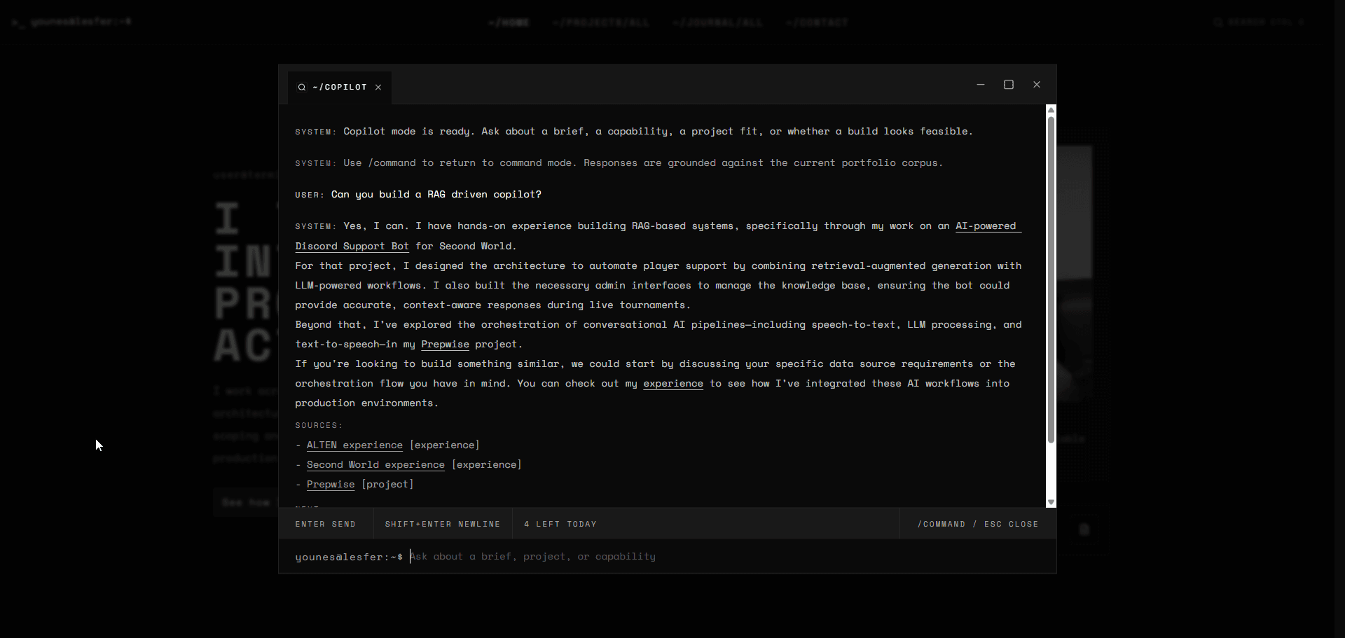 Terminal Portfolio screenshot 3