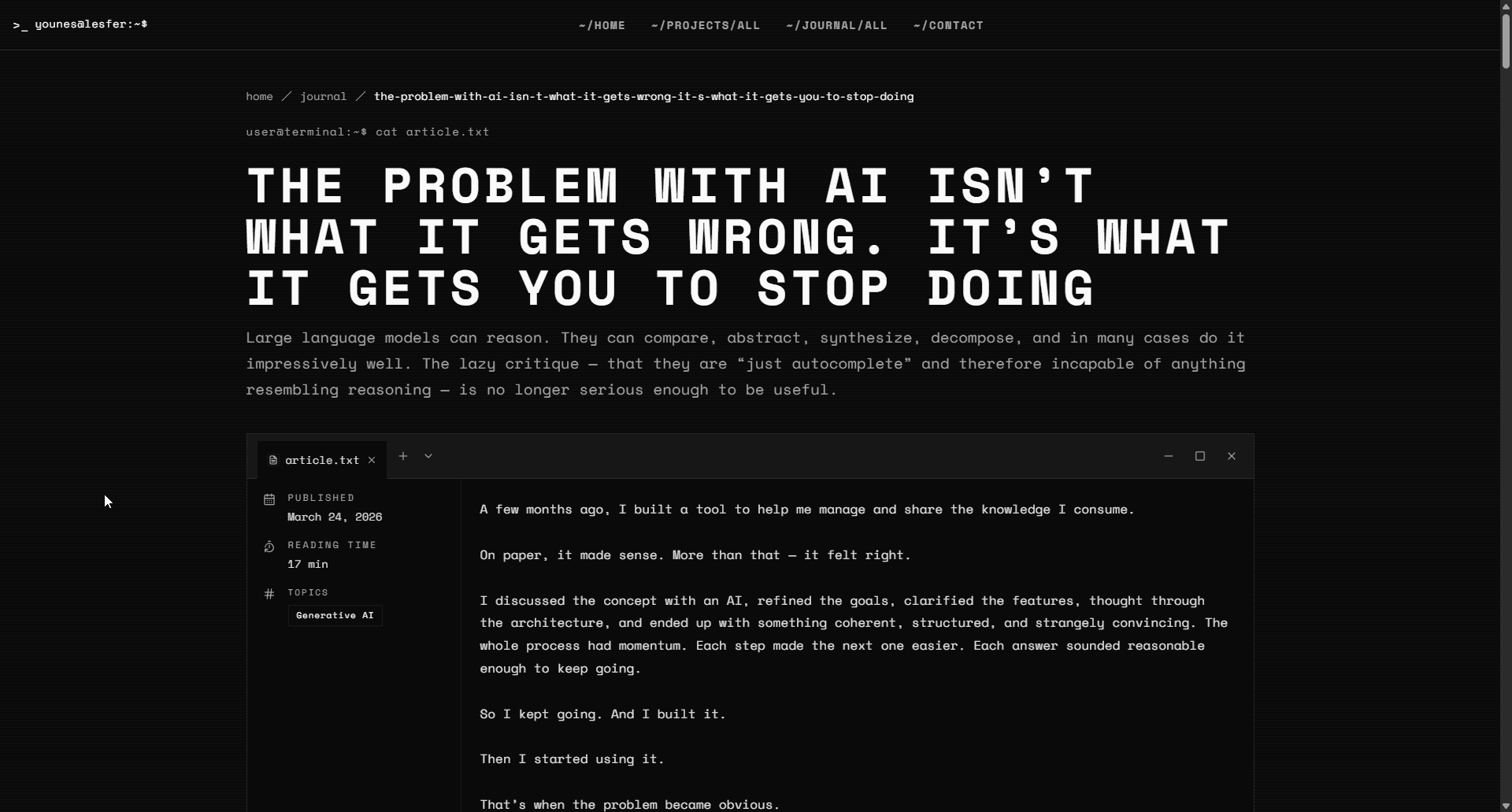 Terminal Portfolio preview